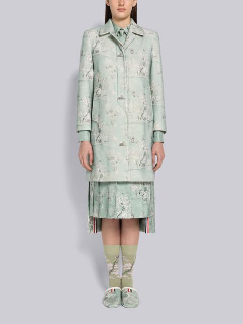 Thom Browne Toile Silk Twill Bal Collar Overcoat