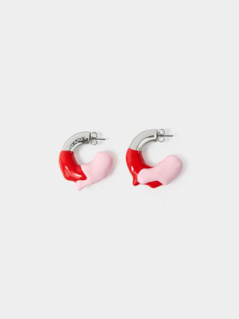 SMALL RUBBERIZED EARRINGS SILVER / pink & red