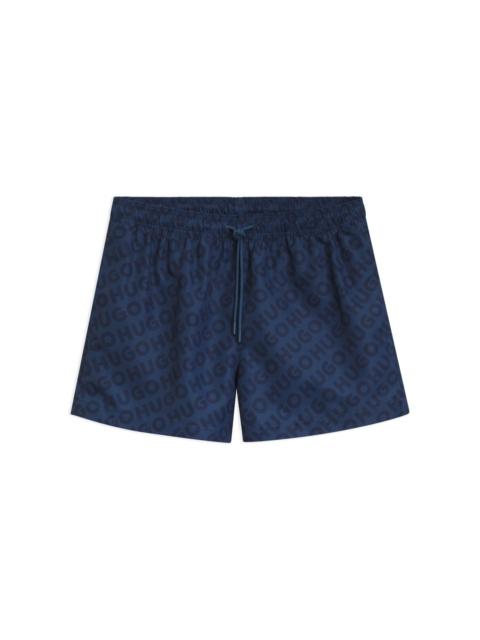 HUGO QUICK-DRY SWIM SHORTS WITH LOGO PRINT