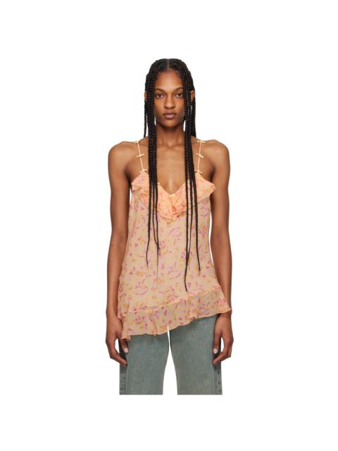 ANNA SUI Orange Floral Tank Top