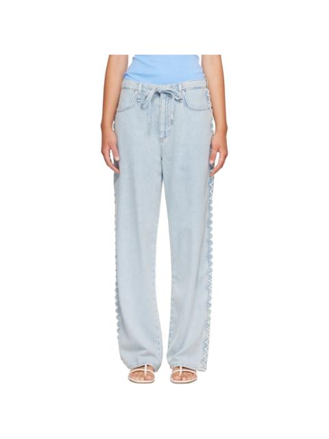 rag & bone Blue Phoebe Drawstring Wide-Leg Jeans