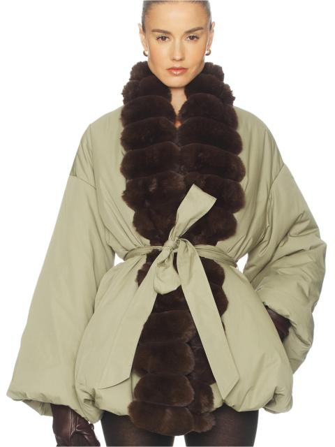 HELSA Bubble Puffer With Faux Fur