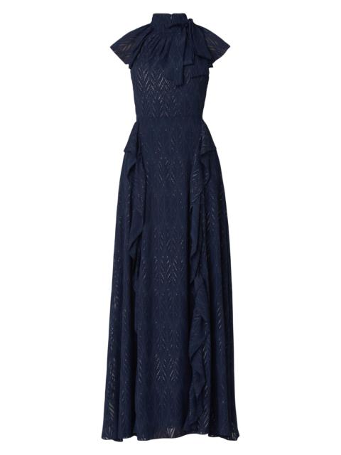 Shoshanna Women's Astreri Ruffle Cap Sleeve Dress - Navy Silver