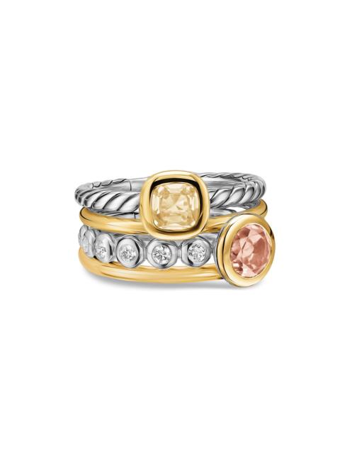 DAVID YURMAN Women's DY Mercer Color Stone Multi Row Ring in Sterling Silver - Champagne Citrine