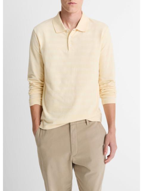 Vince Jacquard-Stripe Cotton Long-Sleeve Polo Shirt