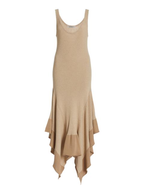 Stella McCartney Collapsing Shape Ribbed-Knit Handkerchief Dress neutral