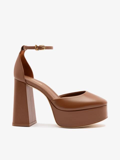 Larroudé Ari Platform Pump Caramel Leather