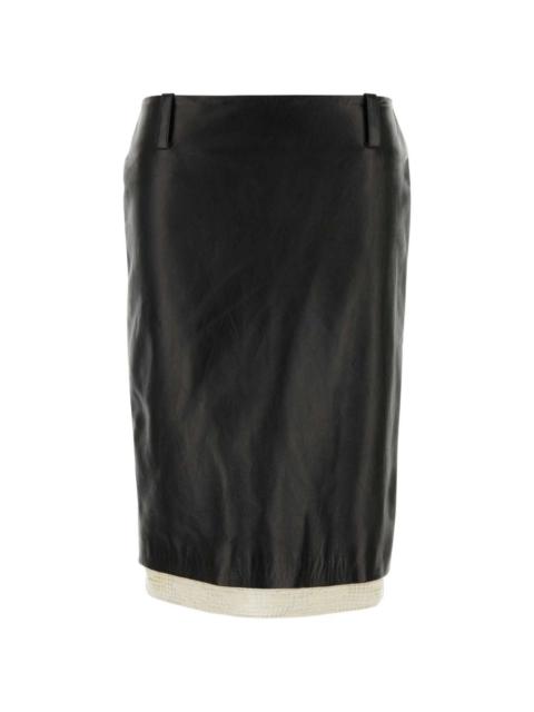 MAGDA BUTRYM crochet-trimmed leather skirt