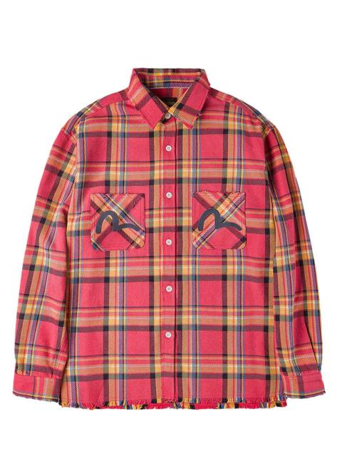 EVISU Heavy Washed Distressed Flannel Shirt