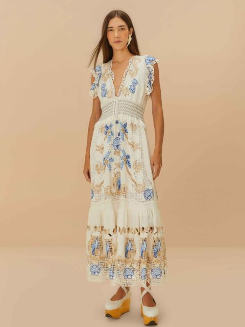 FARM RIO Off-White Romantic Richelieu Lenzing™ Ecovero™ Euroflax™ Maxi Dress