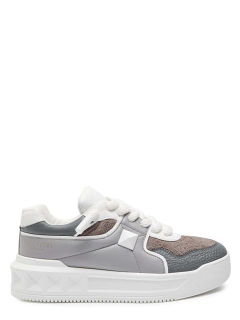 Valentino One Stud Panelled Leather Sneakers