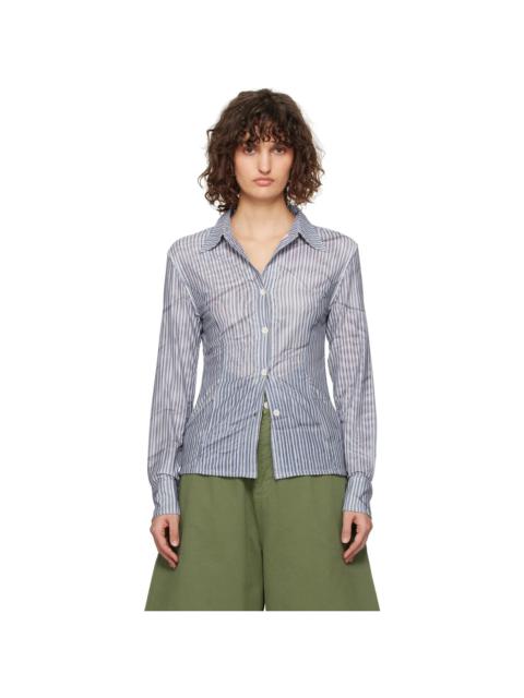 OPEN YY Blue Double Mesh Print Shirt