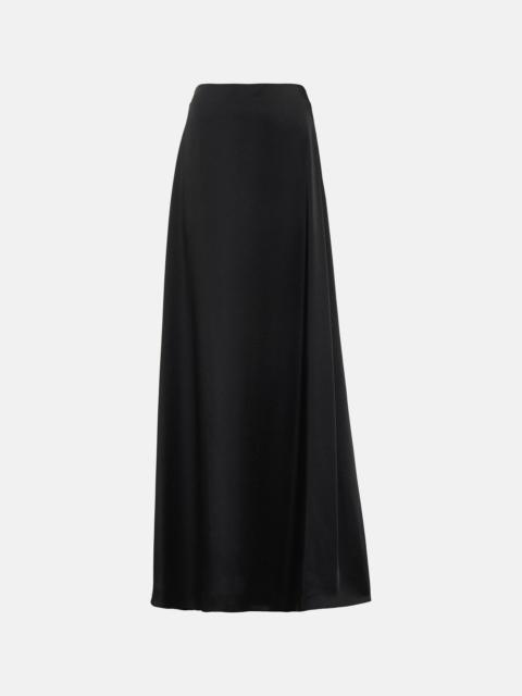 SAINT LAURENT High-rise satin maxi skirt