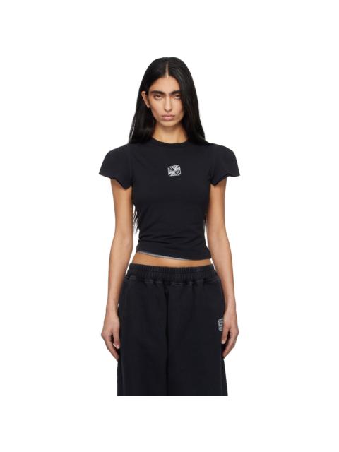 VETEMENTS Black Biker Cross Logo Front Sleeve T-shirt