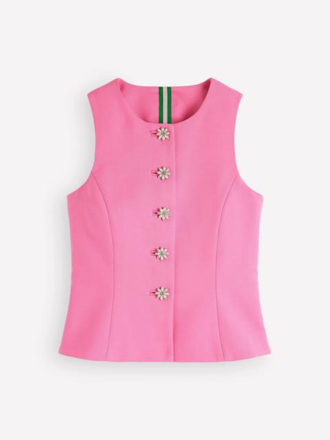 BODEN Textured Peplum Waistcoat-Wild Pink