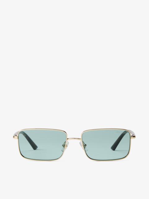 JIMMY CHOO Gavin
Pale Gold and Green Metal Rectangular Sunglasses