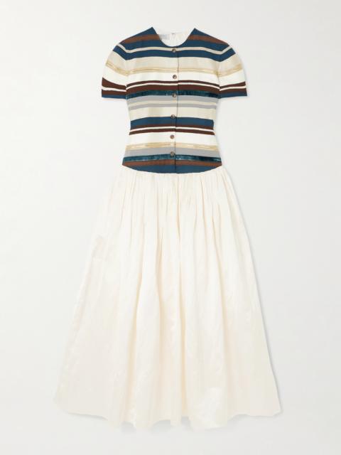 ABADIA Sadu Paneled Satin Midi Dress