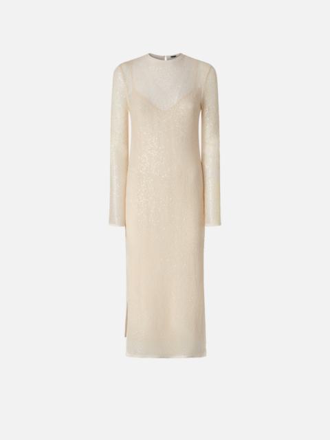 SEQUINED MESH MIDI DRESS