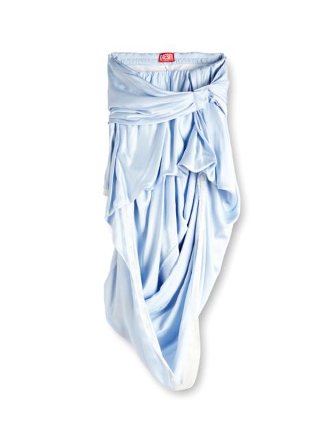 Diesel DRAPED SATIN MIDI SKIRT WITH LACE TRIM