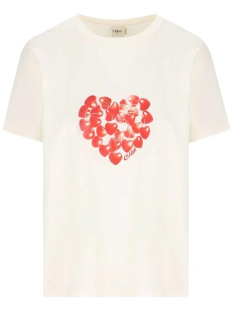Chloé COTTON T-SHIRT WITH CHERRIES PRINT