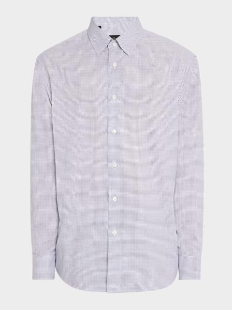 Brioni Men's Cotton Micro-Check 스포츠 셔츠