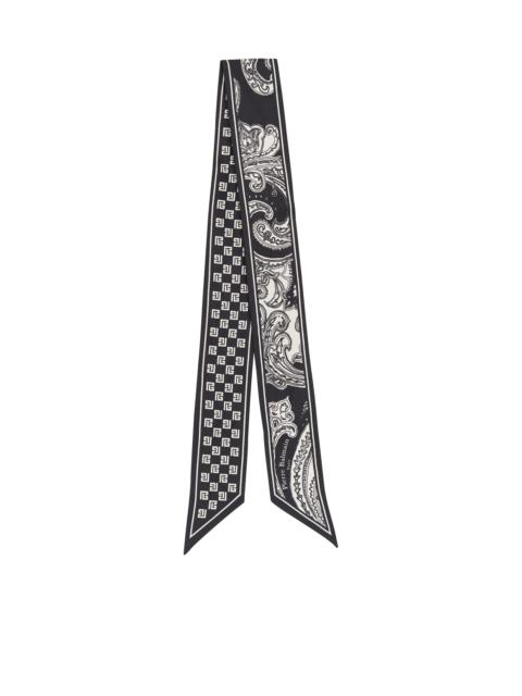 Balmain Mini monogram and paisley reversible scarf