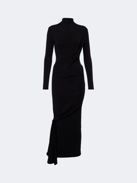 MUGLER Draped wool-blend jersey midi dress