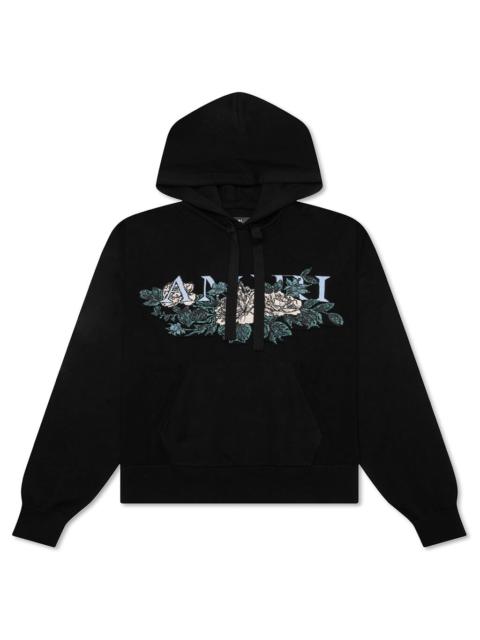 AMIRI FLORAL LOGO HOODIE - BLACK