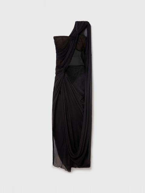 Stella McCartney Ruched Knotted Sheer Panel Maxi Dress