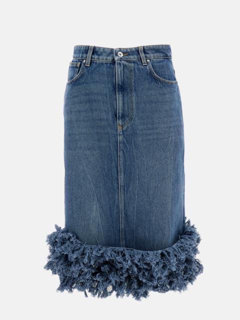 rabanne DENIM MIDI SKIRT WITH FRINGE