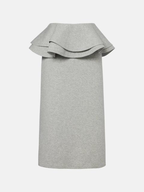 Plan C Ruffled cotton-blend midi skirt