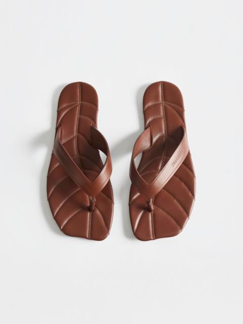 JW Anderson WOMENS LEATHER LEAF SLIDES IN BROWN