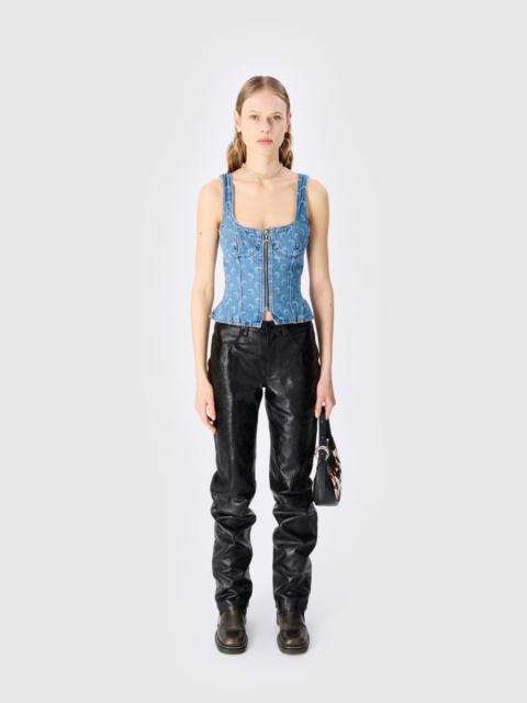 Marine Serre Moon Laser Denim Corset Top