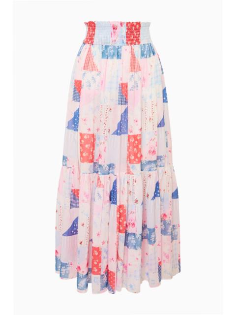 LoveShackFancy Umber Patchwork Print Maxi Skirt