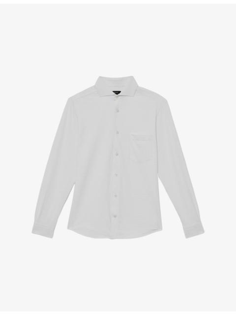 REISS Solarko Cutaway-Collar Stretch-Woven Seersucker Shirt