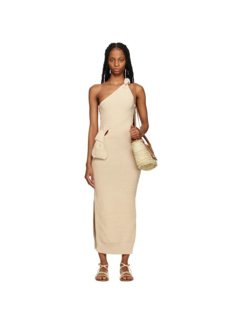 JACQUEMUS Beige Le Raphia 'La Robe Maille Noeud' Maxi Dress