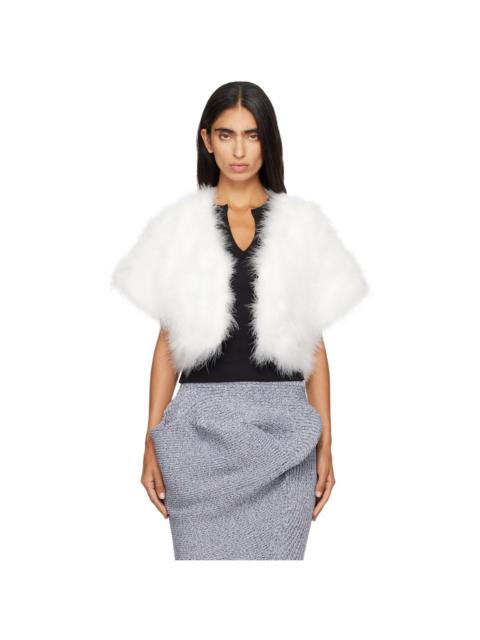 Yves Salomon Off-White Turkey Feather Cape Jacket