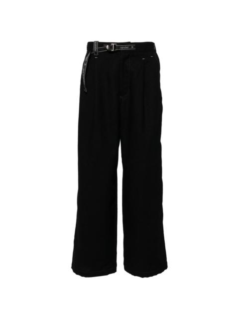 belted wool-blend trousers