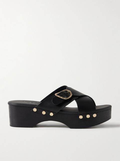 ANCIENT GREEK SANDALS Marilisa Sabot buckled leather platform sandals Black