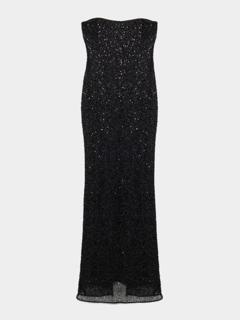 SIMKHAI Xyla Strapless Sequin Column Gown