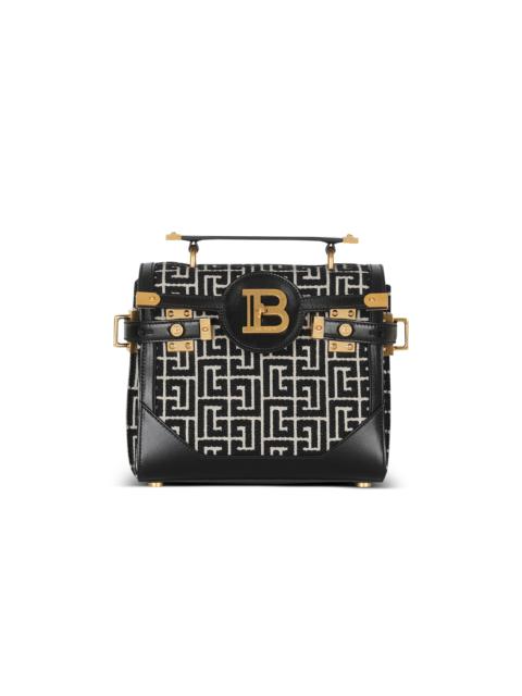 Balmain Bicolor jacquard B-Buzz 23 bag with black leather panel