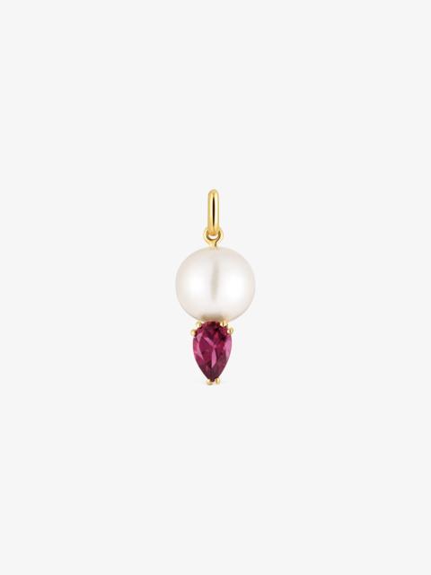 TOUS 18K solid gold Pendant with rhodolite and cultured pearl Ivette
