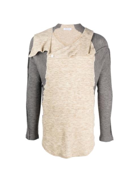 waffle-effect detachable-hood sweatshirt