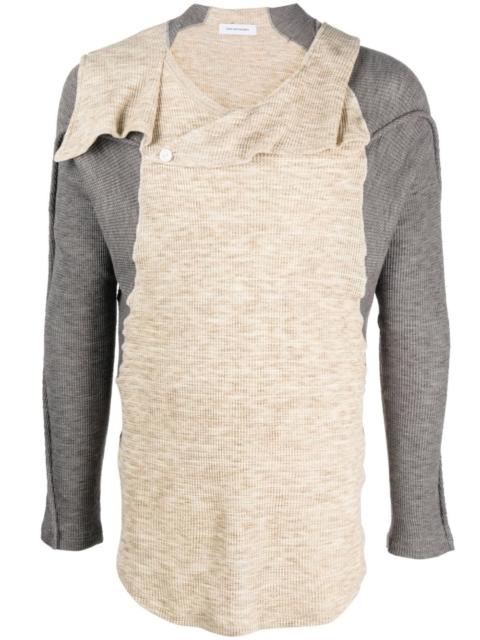 waffle-effect detachable-hood sweatshirt