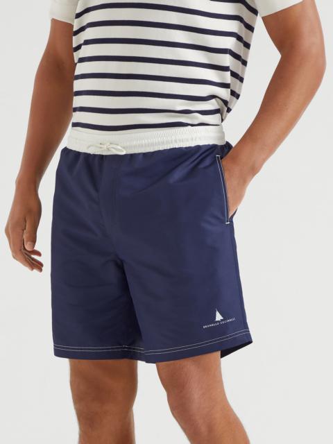 Brunello Cucinelli Nylon swim shorts with contrast details and print