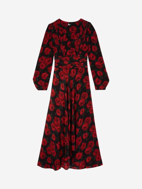 The Kooples RED FLORAL PRINT MAXI DRESS
