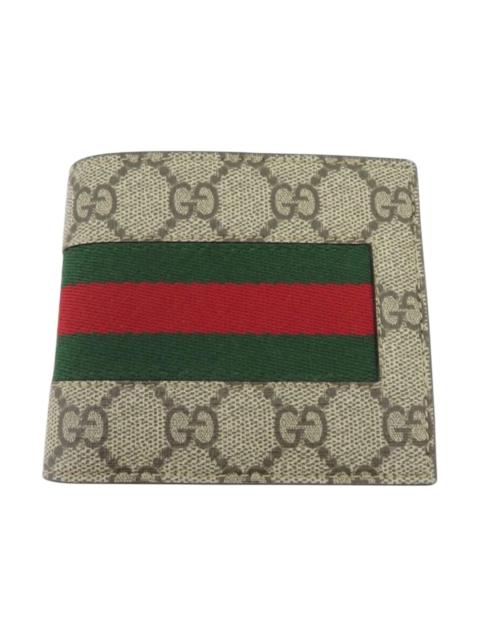 GUCCI Gucci GG Supreme Web Bifold Wallet with Coin Pouch Beige/Ebony