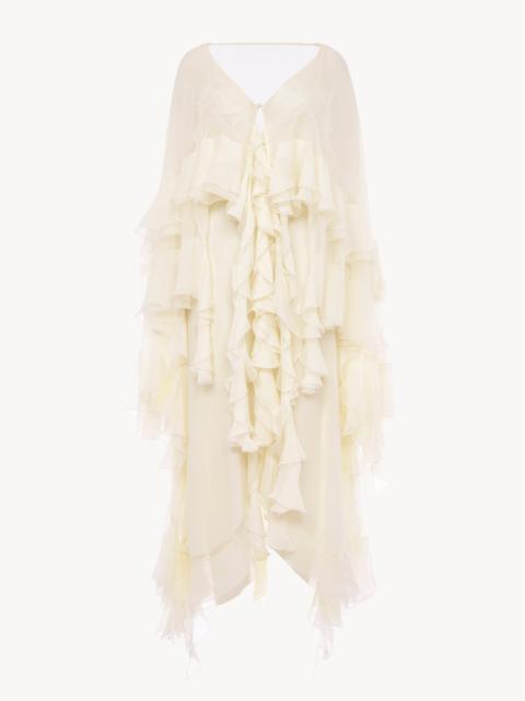 Chloé LONG RUFFLED DRESS IN SILK MOUSSELINE