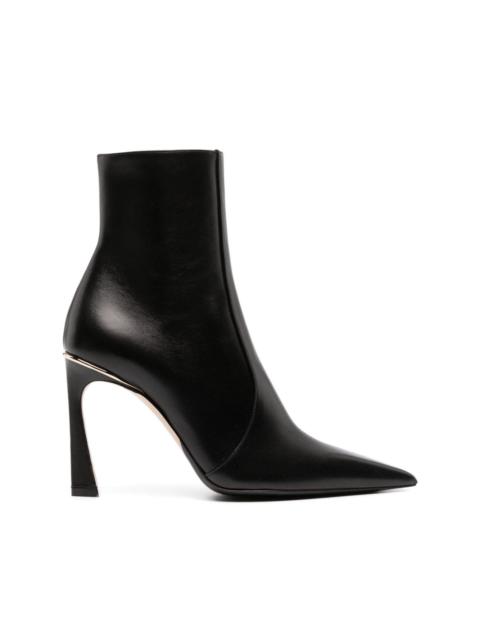 100mm leather ankle boots