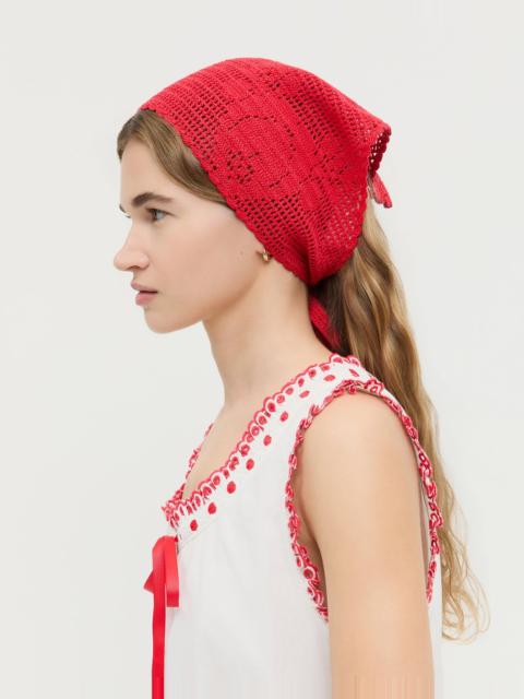 LOEFFLER RANDALL Viv Red Crochet Scarf